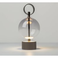 Maytoni DOUBLE MOON rechargeable LED table lamp, smoky grey, height 25 cm, glass