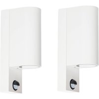 Prios outdoor wall light Tetje, white, round, sensor, set of 2
