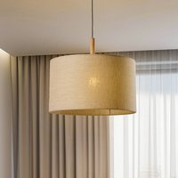 TK Lighting Suspension Deva Nature, à 1 lampe, abat-jour en textile