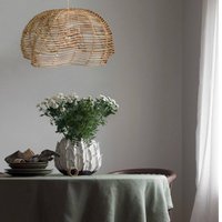 PR Home Mayla pendant light, wood-coloured, rattan, Ø 43 cm