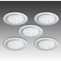 Hera R 68-LED recessed spotlight in stainless steel look, set of 5