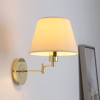 Lindby vägglampa Pola, 30 cm, mässing, utdragbar, textil