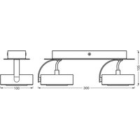 Spot pour plafond LED OSRAM VENUS noir à 2 lampes métal 3 000 K