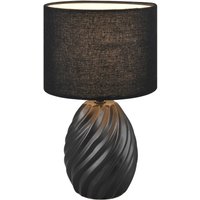 Reality Leuchten Melva bordslampa, matt svart, Ø 18 cm, keramik, E14