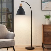 Lindby golvlampa Trebale, svart, trä, 154 cm, E27