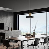 Fabas Luce LED pendant light Lunar, black/gold, glass, CCT, dimmable