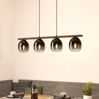 EGLO Filago pendant light, four smoked glass lampshades