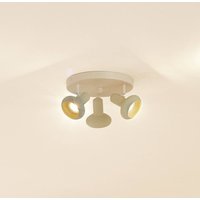 Lindby spot pour plafond Huby, 3 lampes, crème/vert clair, fer