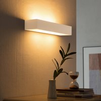 Lindby wall light Matteo, white, plaster, 36 cm, E14, paintable