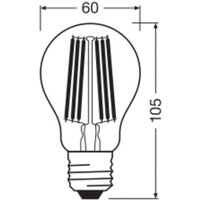 OSRAM LED Classic, filament, E27, 7.2 W, 1,521 lm, 4,000 K