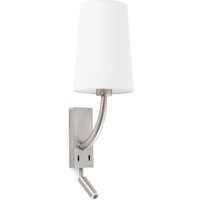 FARO BARCELONA Rem wall light with LED reading lamp, white/nickel