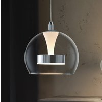Trio Lighting LED-hänglampa Flynt, Ø 20 cm, kromfärgad, metall/glas, CCT