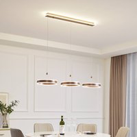 Lucande LED-hänglampa Kolo, 114 cm, 3 lampor, brun, dimbar