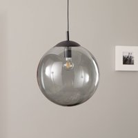 TK Lighting Esme pendant light, glass, graphite-transparent, 1-bulb, Ø 35 cm