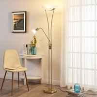 Lindby Felicia uplighter with reading lamp, brass