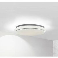 Lindby Plafonnier LED Glamo, Ø 39 cm, chrome, blanc, IP44