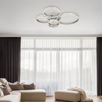 Globo Plafonnier LED Rubio, longueur 114 cm, gris, CCT, à 5 lampes