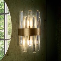 Schuller Valencia Grace vägglampa, 2 lampor, guldfärgad, järn, glas