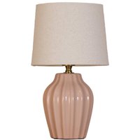 Tischleuchte Lyon, pink/beige, Höhe 32 cm, Keramik/Leinen