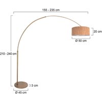 Steinhauer Bågformad golvlampa Sparkled Light brons/brun 240 cm, kork