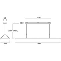 Sylvania, suspension LED Areum, 150 x 30 cm, 840, DALI