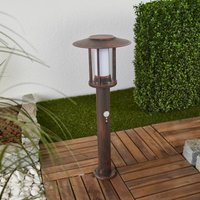 Lindby LED pedestal light Pavlos, 55 cm, rust-coloured, sensor
