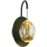 HighLight Applique murale Golden Egg, noir/ambre, hauteur 28 cm, métal/verre