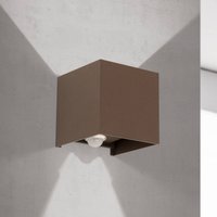 ORION LED-utomhusvägglampa Cube-S, corten, metall, sensor