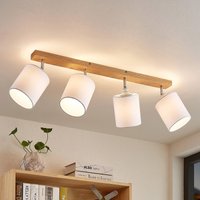 Spot pour plafond Lindby Imarin, 81 cm, blanc, à 4 lampes, bois