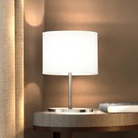 FISCHER & HONSEL Modena table lamp, white/nickel, chintz, height 27 cm, E14