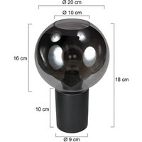 Steinhauer Bordslampa Bloeba, svart/rökgrå, Ø 20 cm, glaskula