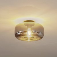 Lindby Hildur ceiling light, Ø 28.5 cm, smoky grey, glass