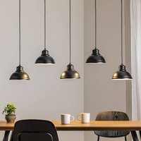 Luminex Sven pendant light, 5-bulb, black, steel, E27