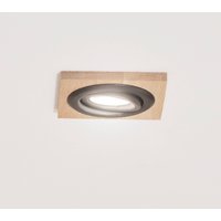 Lamkur Tobby recessed ceiling light, 10 x 10 cm, oak wood, GU10