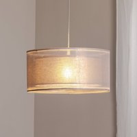 Maco Design Duo Den Light pendant light, silver-grey, Ø 50 cm, linen, PVC