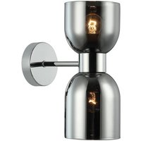 Viokef Memory wall light, glass, chrome/smoke grey, 2-bulb