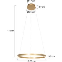 Steinhauer LED-hänglampa Ringlux, Ø 60 cm 2 lampor guld