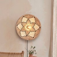 Good & Mojo GOOD & MOJO Andros vägglampa, natur/vit, stickpropp, Ø 45 cm