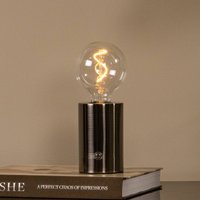 Lucide Batteridriven bordslampa Vivo, svart-krom, höjd 22 cm, metall