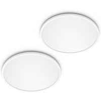 Philips LED SuperSlim 2-pack white IP44 Ø 25cm 2,700K