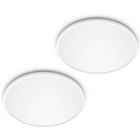 Philips LED SuperSlim 2-pack vit IP44 Ø 25 cm 2 700 K