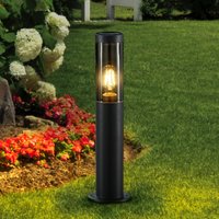 Lindby Statius pillar light, anthracite/clear, iron, 45 cm