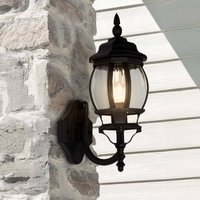 Udendørs væglampe Bel Aire, højde 46 cm, sort/klar, metal/glas