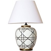 PR Home New York table lamp, white, height 60 cm, ceramic