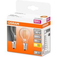 OSRAM Classic P LED-lampa E14 4 W 2 700 K 2-pack