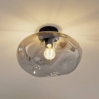 Lindby Plafonnier Lelia, gris fumé, verre, Ø 35 cm