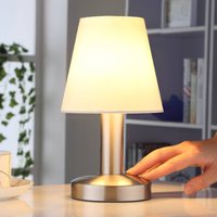 Lindby Bedside table lamp Hanno, white fabric lampshade