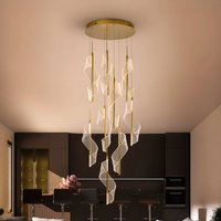 Schuller Valencia Suspension LED Velas à 9 lampes, dorée, métal, plastique