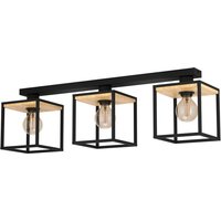 Deckenleuchte Libertad, Länge 86 cm, schwarz/holz 3-flg.