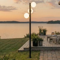 Lucande Asane LED outdoor light, black, 3-bulb, 222 cm, CCT